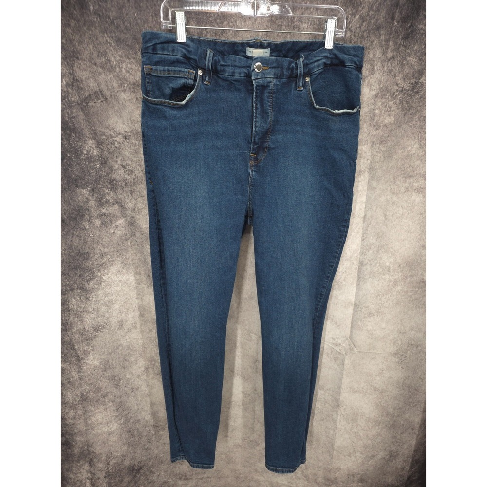 Good American Jeans Womens 18 Blue Skinny Leg‎ Stretch Medium Wash Sustainable